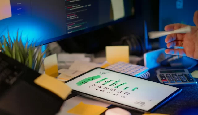 A digital tablet displaying a task list, highlighting the planning phase of a client consulting project.