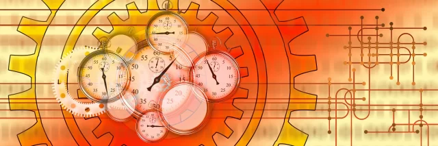 Stopwatches and gears representing a portfolio at risk in Zürich.